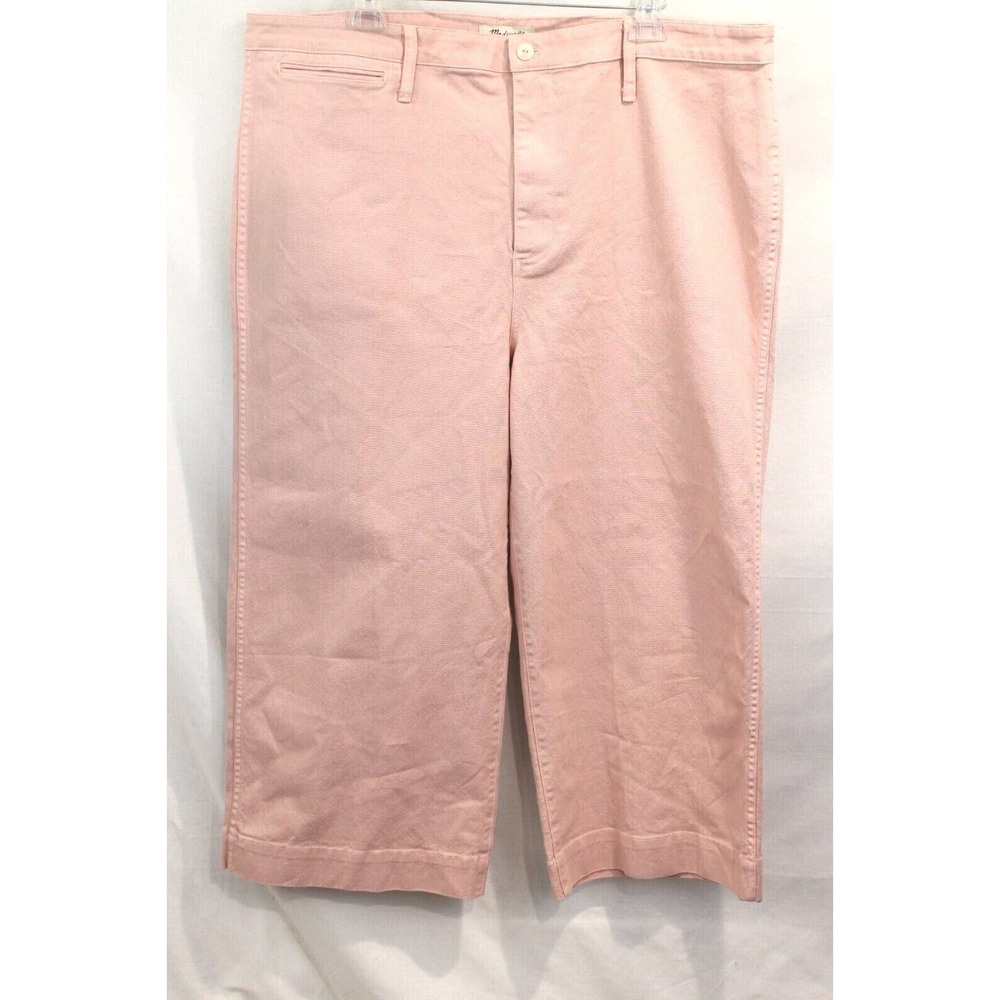 Madewell Emmett Cropped Jeans size 36 Pink Canvas High Rise Wide Leg